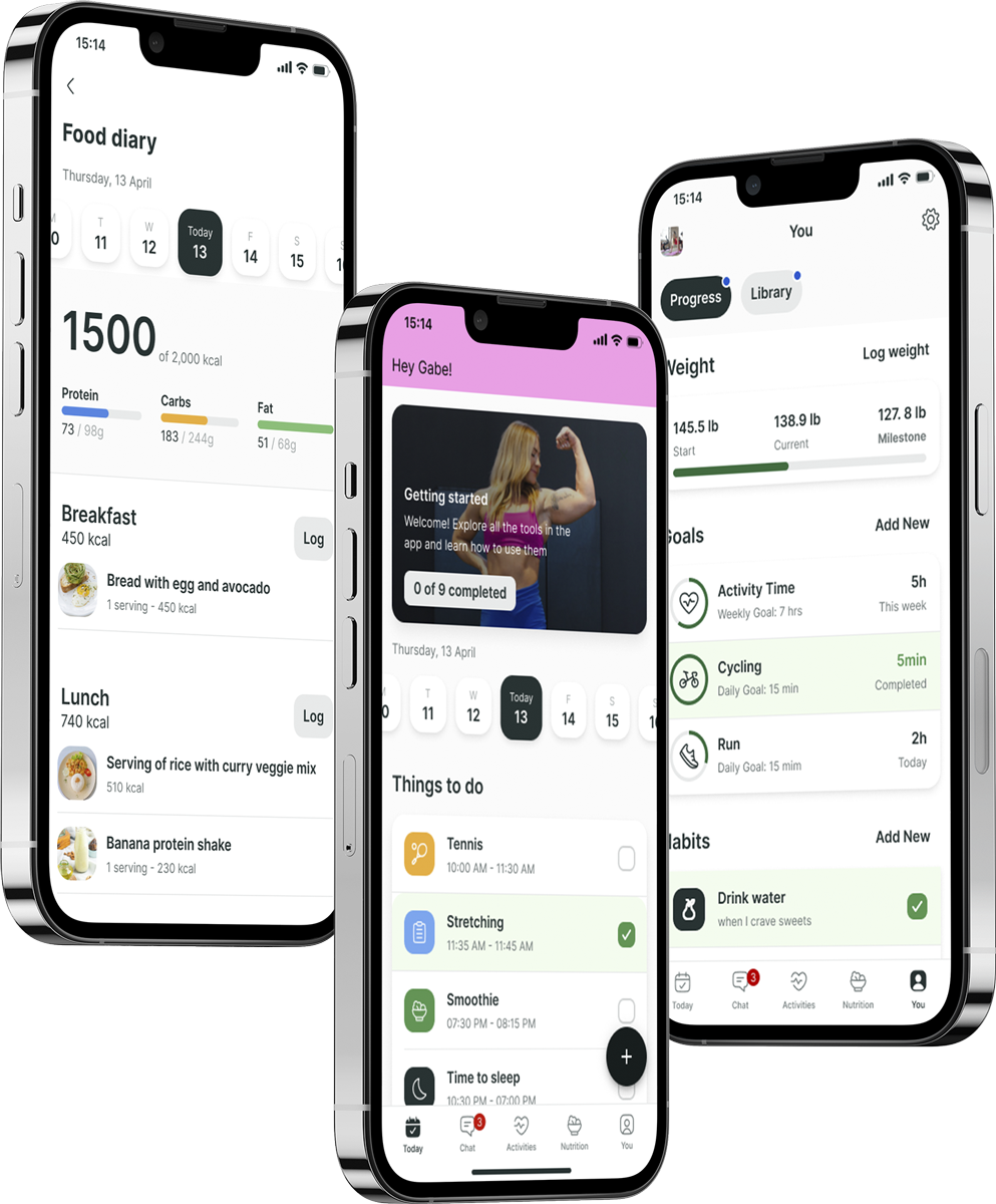 A mockup of the coaching app showcasing the features.